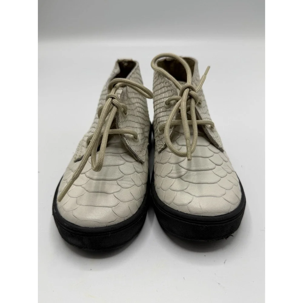AKID Leather Faux Snakeskin Shoes White Black Toddler Size 8C